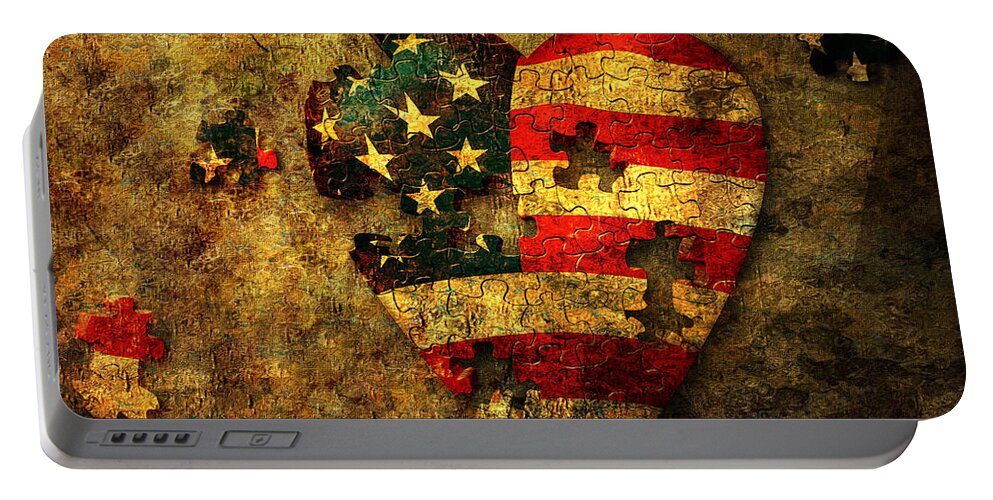 Abstract Portable Battery Charger featuring the digital art American Puzzle by Bruce Rolff