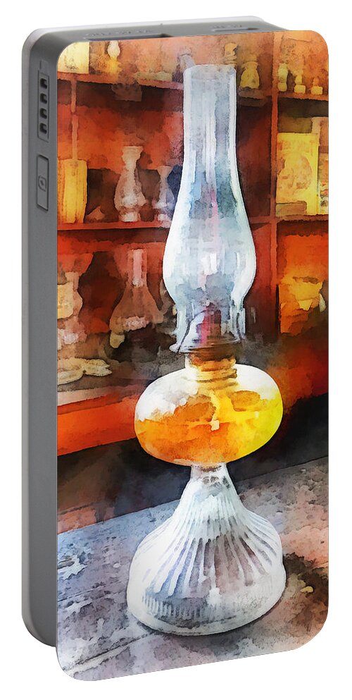 General Store Portable Battery Charger featuring the photograph Americana - Hurricane Lamp in General Store by Susan Savad