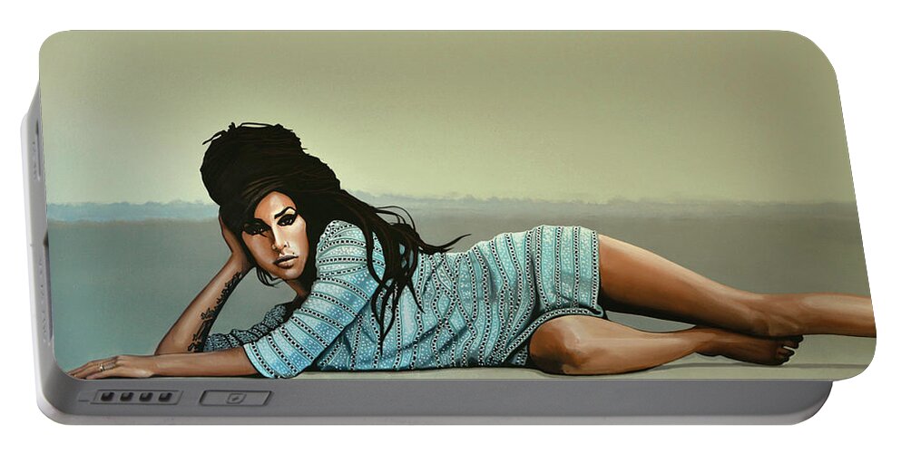 Amy Winehouse Portable Battery Charger featuring the painting Amy Winehouse 2 by Paul Meijering