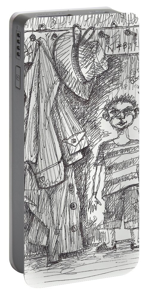Caricature Portable Battery Charger featuring the drawing An apartment goblin by Maxim Komissarchik