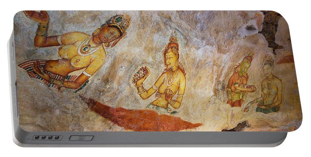 Sri Lanka Portable Battery Charger featuring the photograph Ancient Cave Painting in Sigiriya. Sri Lanka by Jenny Rainbow