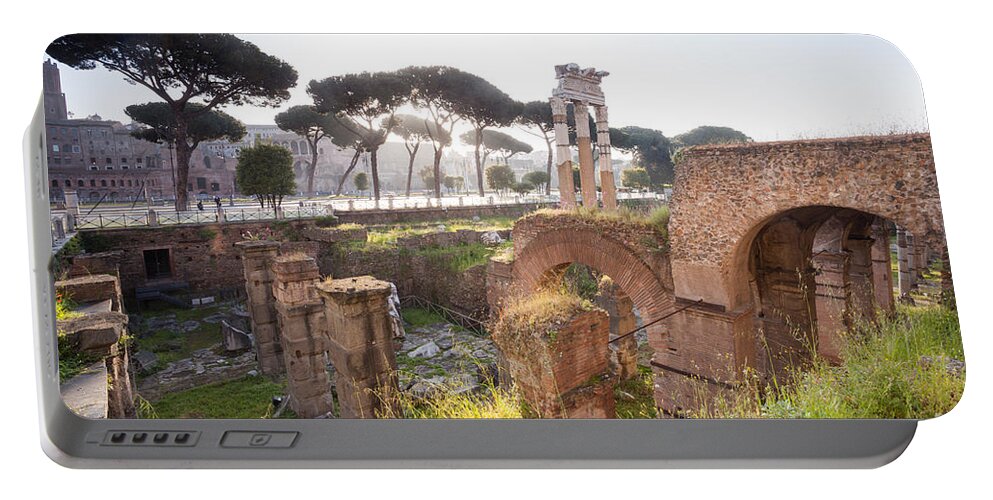 Arch Portable Battery Charger featuring the photograph Ancient roman ruins Rome Italy by Matteo Colombo