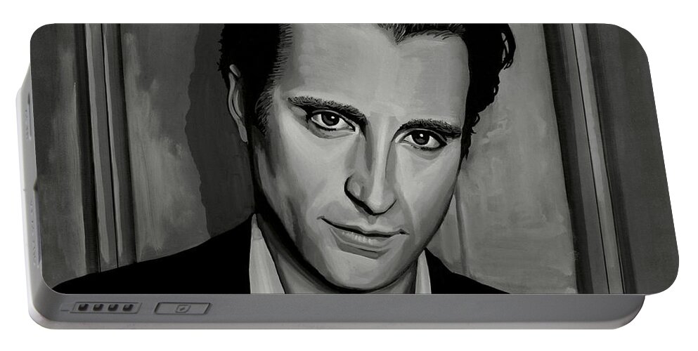 Andy Garcia Portable Battery Charger featuring the painting Andy Garcia by Paul Meijering