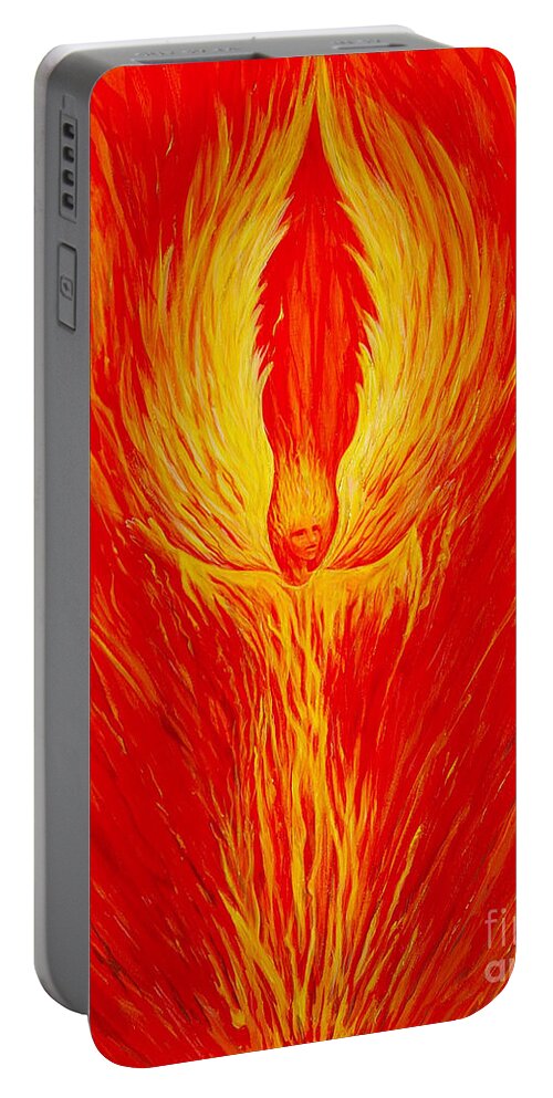 Angel Portable Battery Charger featuring the painting Angel Fire by Nancy Cupp