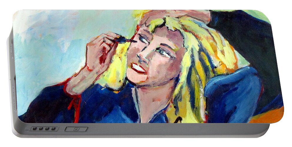 Painting Of Young Woman Portable Battery Charger featuring the painting Angel on Her Shoulder by Betty Pieper