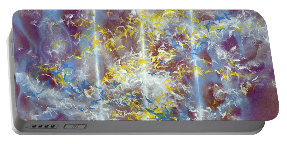 Abstract Portable Battery Charger featuring the painting Angels at the Throne of God by Lynn Hansen