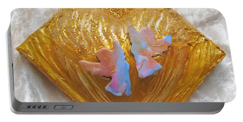Angels Dance Of Joy Portable Battery Charger featuring the relief Angels dance of joy by Heidi Sieber