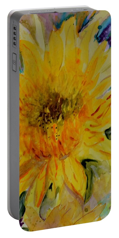 Yellow Portable Battery Charger featuring the painting Another Sunflower by Beverley Harper Tinsley