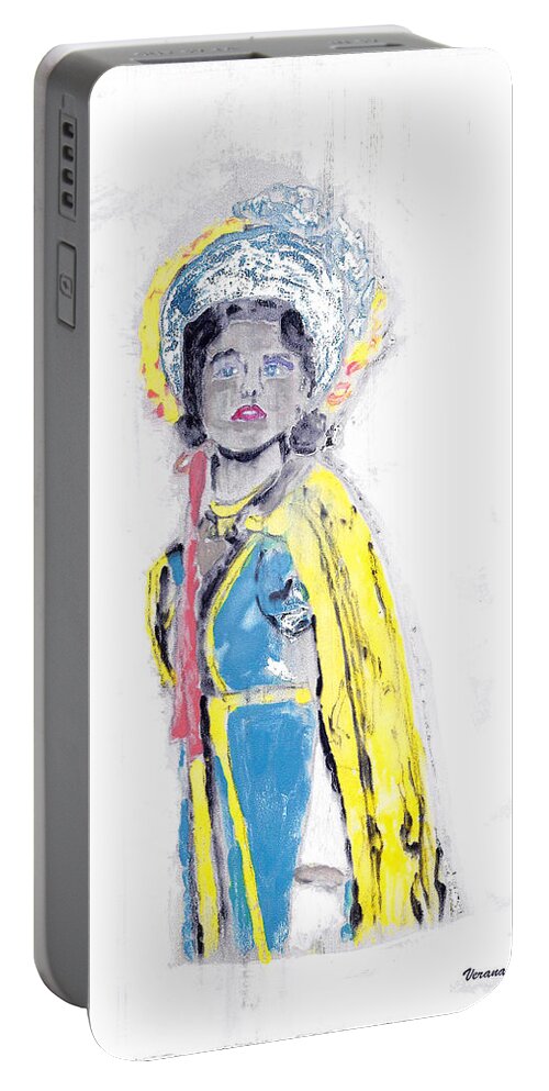 Opera Portable Battery Charger featuring the mixed media Another Time Monoprint by Verana Stark