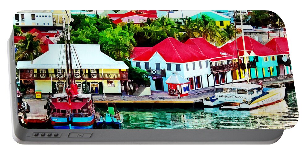 St Johns Portable Battery Charger featuring the photograph Antigua - St. Johns Harbor Early Morning by Susan Savad