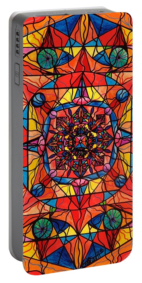 Aplomb Portable Battery Charger featuring the painting Aplomb by Teal Eye Print Store