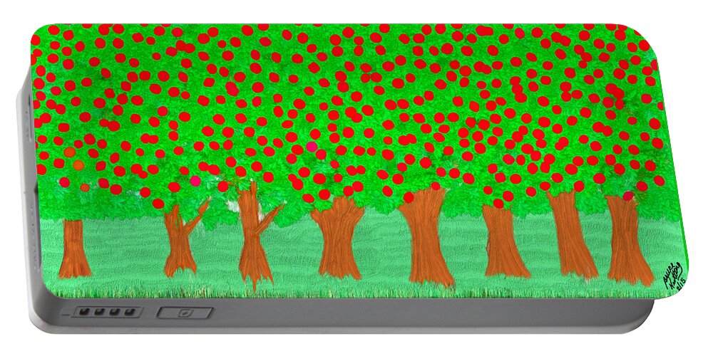 Orchard Portable Battery Charger featuring the painting Apple Orchard Ready to Pick by Bruce Nutting