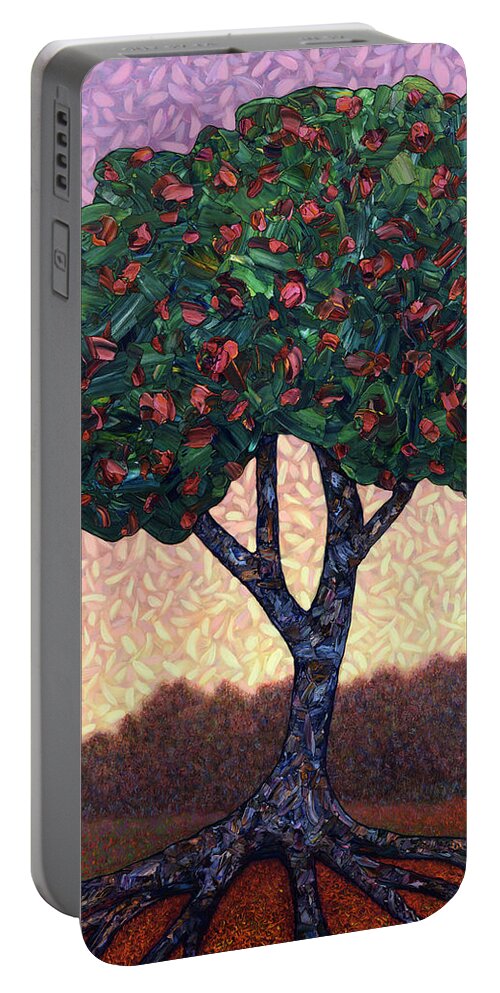 Apple Tree Portable Battery Charger featuring the painting Apple Tree by James W Johnson