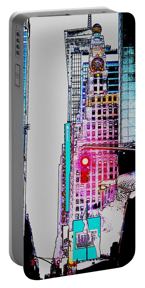 Digital Art Portable Battery Charger featuring the digital art Approaching Times Square by Teresa Mucha