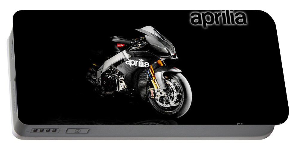 Aprilia Portable Battery Charger featuring the digital art Aprilia RSV4 by Airpower Art
