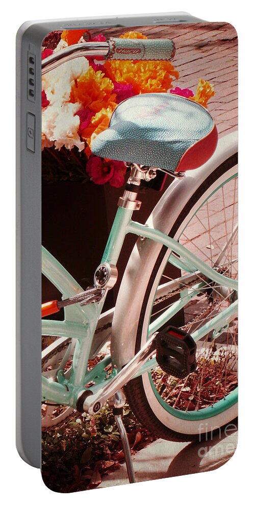 Aqua Portable Battery Charger featuring the digital art Aqua Bicycle by Valerie Reeves