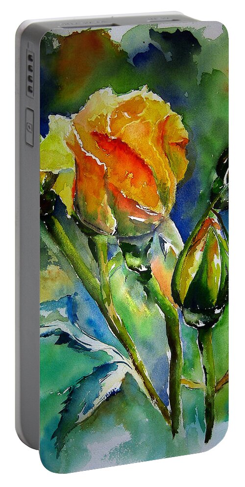 Flower Portable Battery Charger featuring the painting Aquarelle by Elise Palmigiani