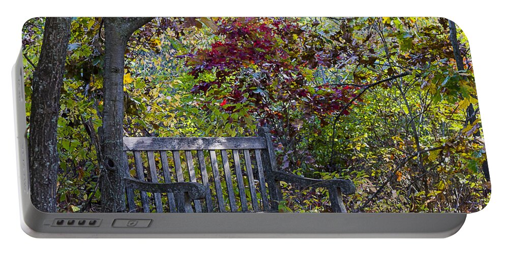 Arboretum Portable Battery Charger featuring the photograph Arboretum bench by Steven Ralser