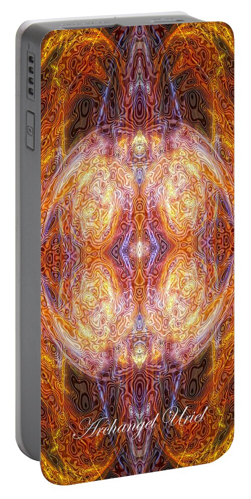 Angel Portable Battery Charger featuring the digital art Archangel Uriel by Diana Haronis