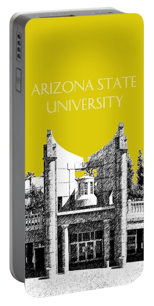 University Portable Battery Charger featuring the digital art Arizona State University 2 - Hayden Library - Mustard Yellow by DB Artist
