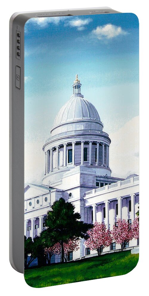 Little Rock Portable Battery Charger featuring the painting Arkansas Capitol Blossoms by Glenn Pollard