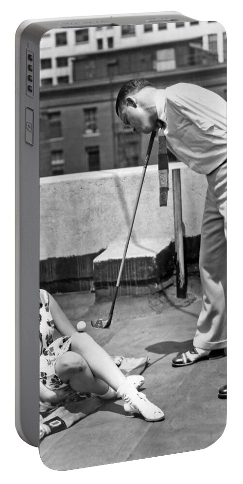 1920s Portable Battery Charger featuring the photograph Armless Golf Wizard by Underwood Archives