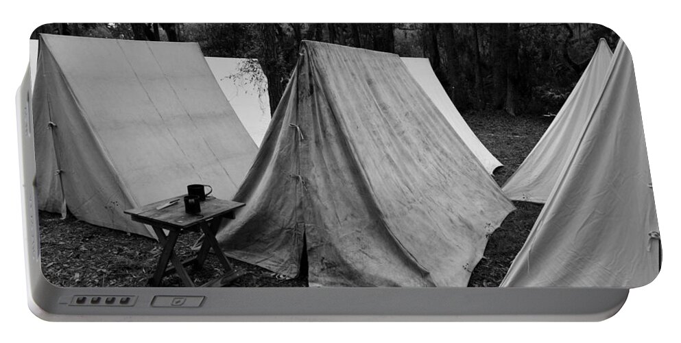 Fine Art Photography Portable Battery Charger featuring the photograph Army tents circa 1800s by David Lee Thompson