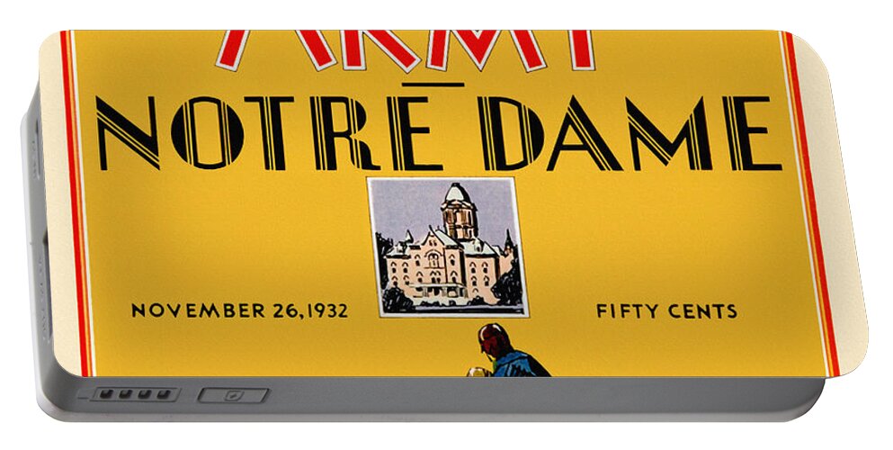 Army Portable Battery Charger featuring the painting Army vs Notre Dame 1932 Football Program by Big 88 Artworks