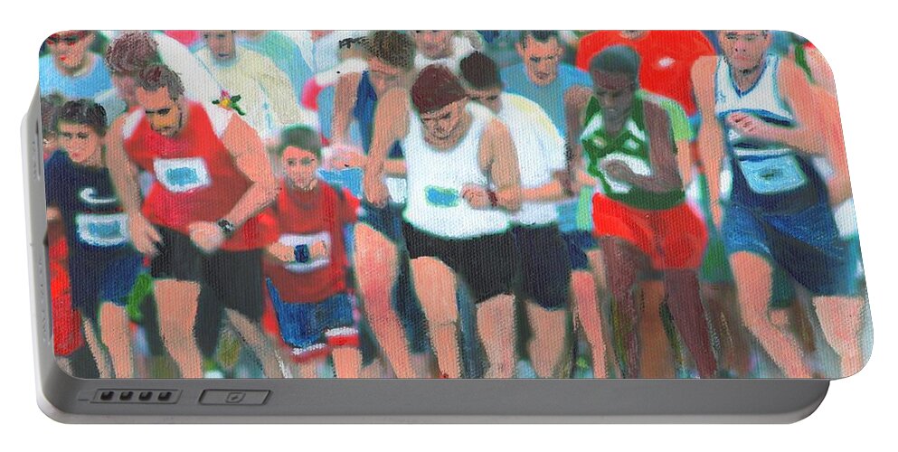 Painting Portable Battery Charger featuring the painting Ashland Half Marathon by Cliff Wilson