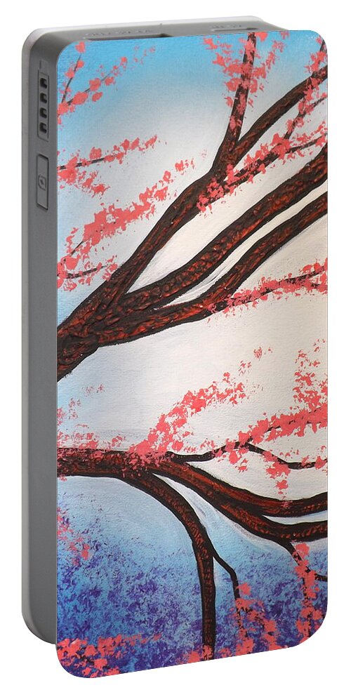 Asian Bloom Triptych Portable Battery Charger featuring the painting Asian Bloom Triptych 2 by Darren Robinson