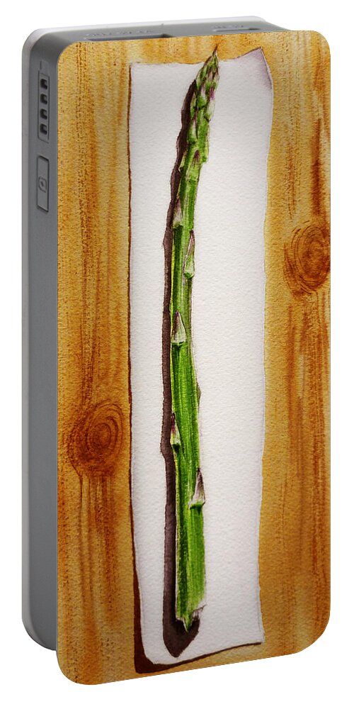 Asparagus Portable Battery Charger featuring the painting Asparagus Tasty Botanical Study by Irina Sztukowski