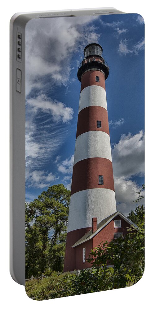 Clouds Portable Battery Charger featuring the photograph Assateague Lighthouse by Erika Fawcett