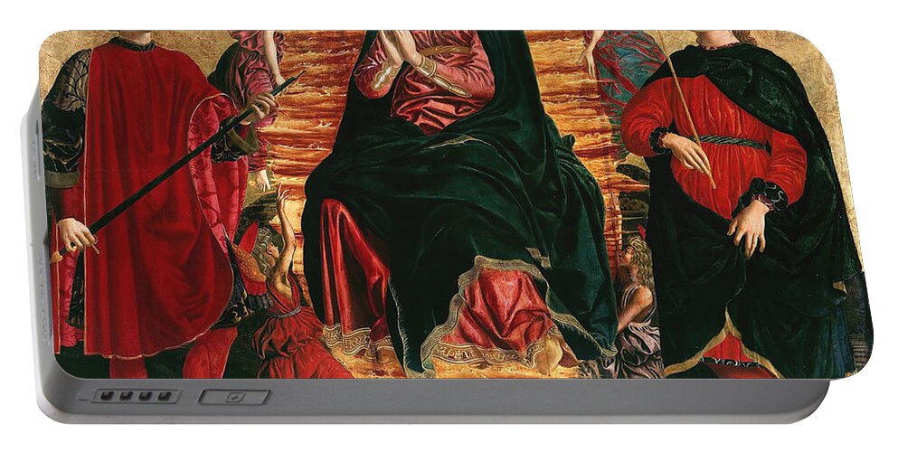 Andrea Del Castagno Portable Battery Charger featuring the painting Assumption of Mary with Sts Minias and Julian by Andrea del Castagno