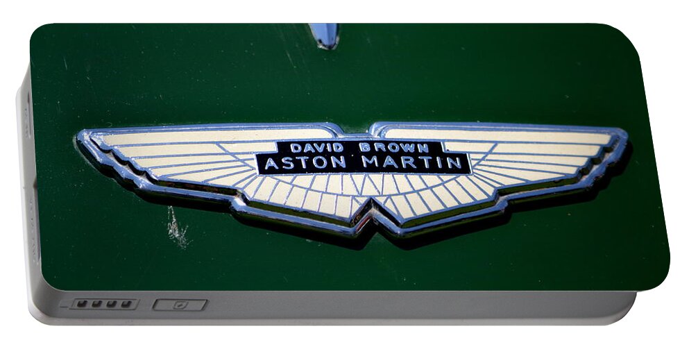  Portable Battery Charger featuring the photograph Aston Martin Badge by Dean Ferreira