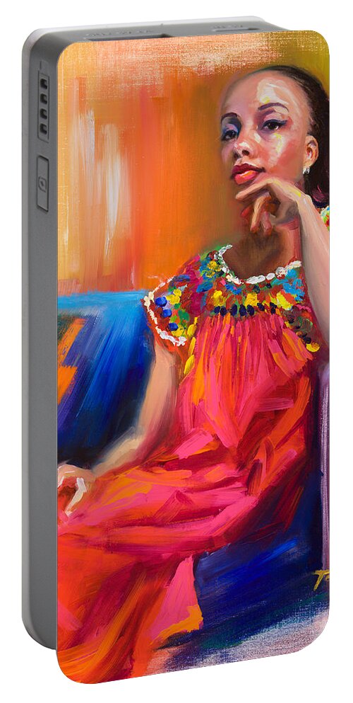 Oil Portable Battery Charger featuring the painting Athena by Talya Johnson