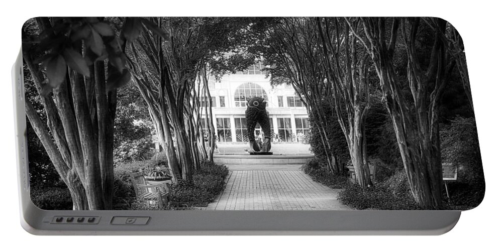Atlanta Portable Battery Charger featuring the photograph Atlanta Botanical Garden-Black and White by Douglas Barnard