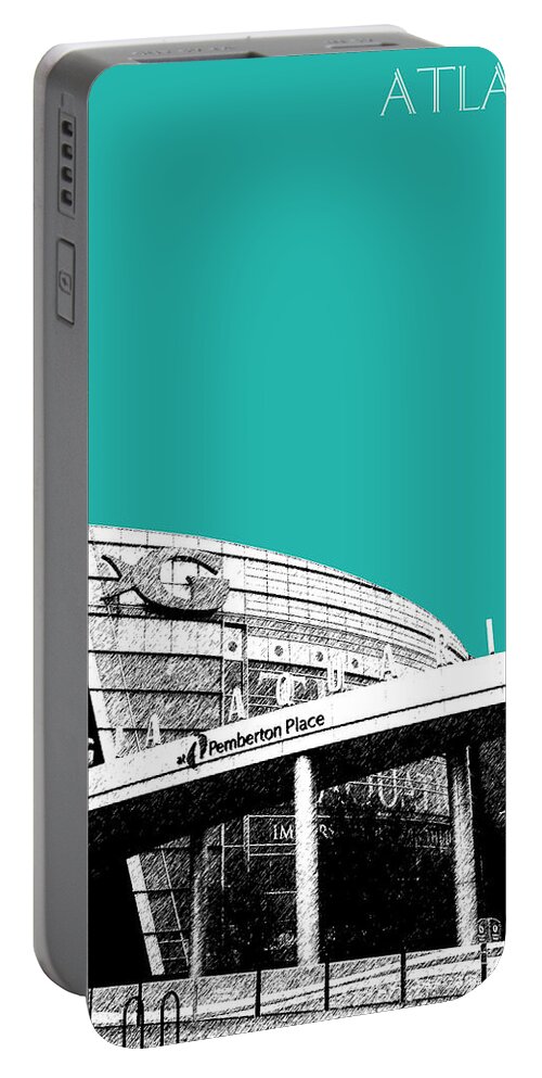 Architecture Portable Battery Charger featuring the digital art Atlanta Georgia Aquarium - Teal Green by DB Artist