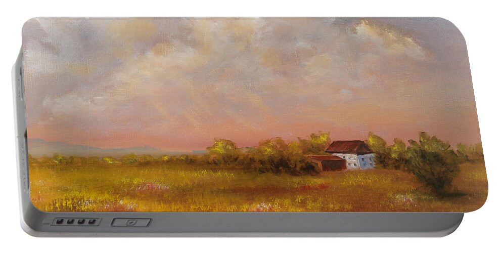 Luczay Portable Battery Charger featuring the painting August afternoon PA by Katalin Luczay