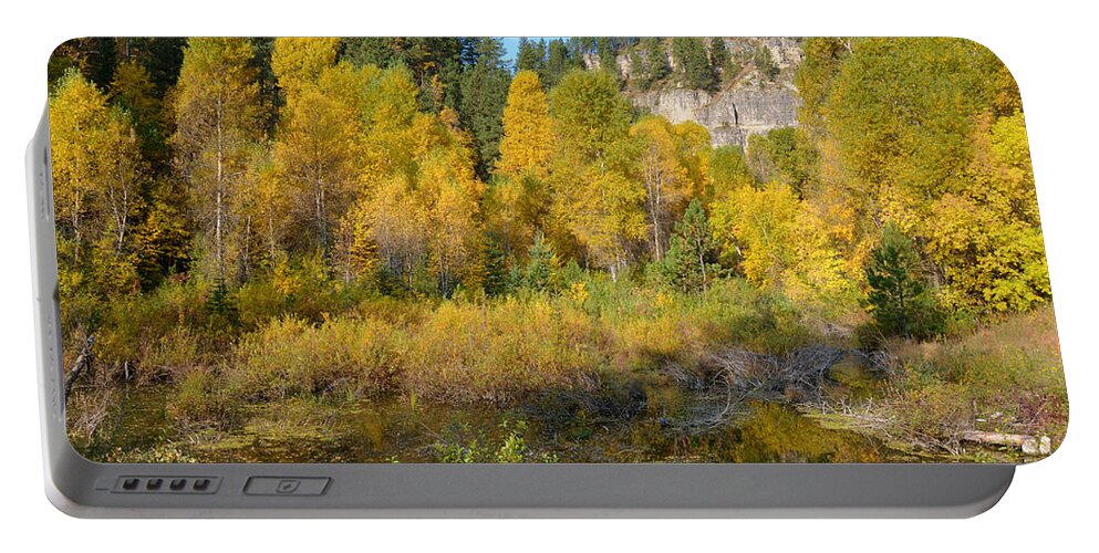 Dakota Portable Battery Charger featuring the photograph Autumn Aspen at Iron Creek by Greni Graph