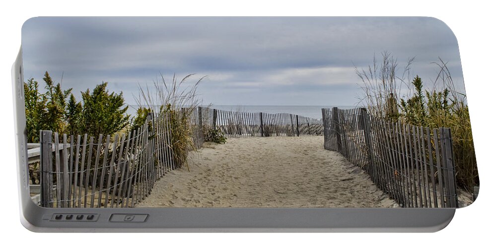 Beach Portable Battery Charger featuring the photograph Autumn At The Beach by Judy Wolinsky