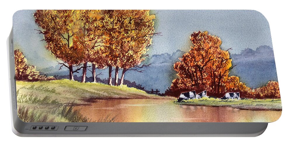 Bill Holkham Portable Battery Charger featuring the painting Autumn Golds by Bill Holkham