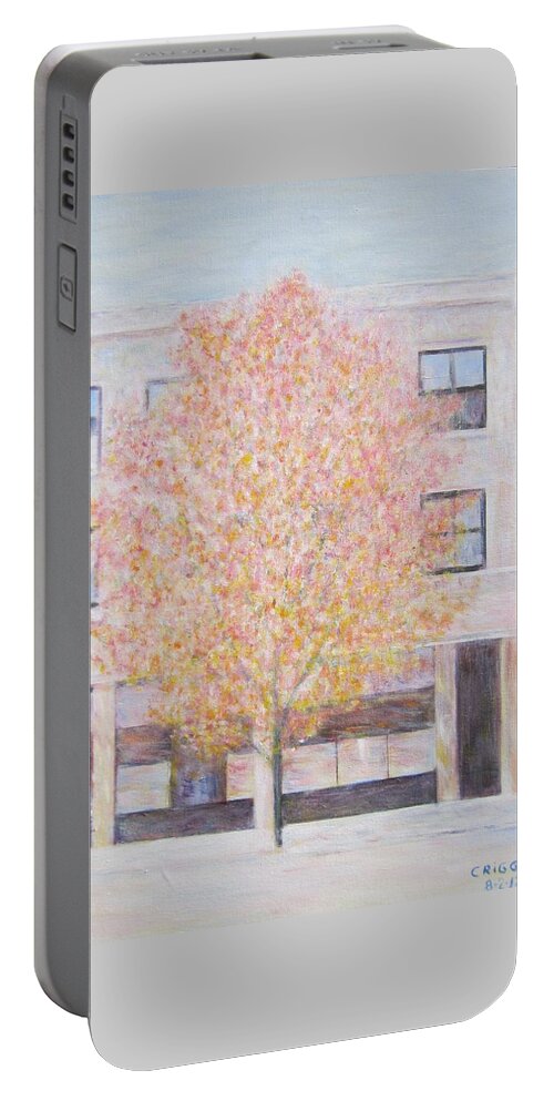 Impressionism Portable Battery Charger featuring the painting Autumn in Chicago by Glenda Crigger