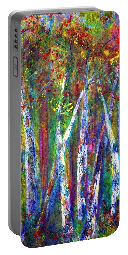 Claire Bull Portable Battery Charger featuring the painting Autumn in Muskoka by Claire Bull