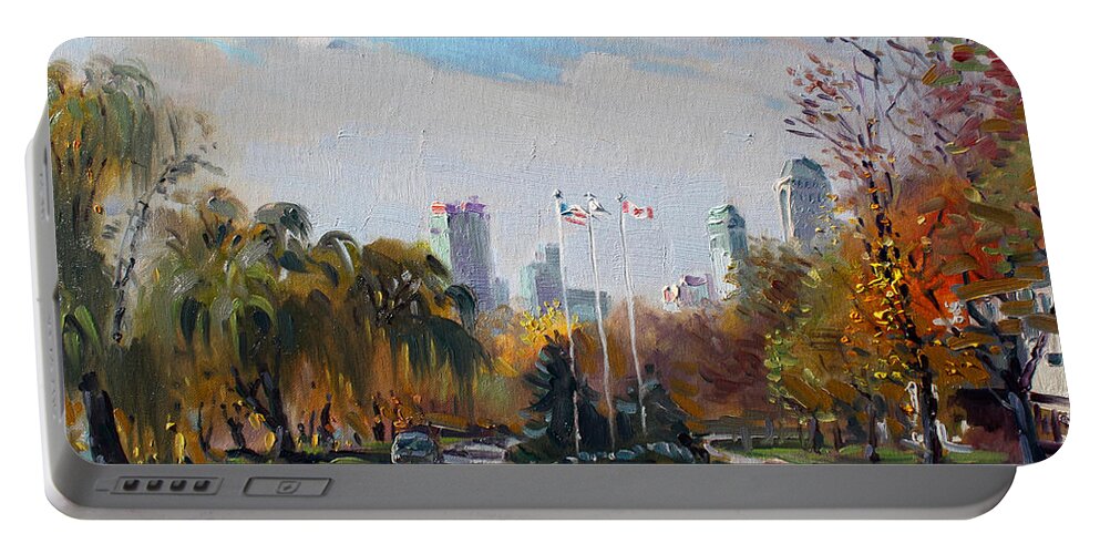 Autumn Portable Battery Charger featuring the painting Autumn in Niagara Falls State Park by Ylli Haruni