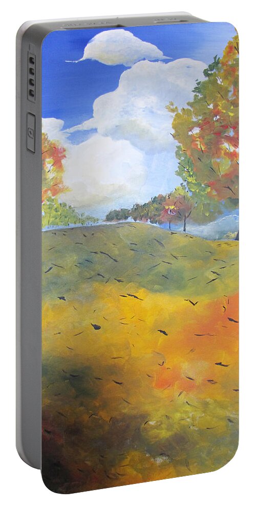 Acrylic Portable Battery Charger featuring the painting Autumn Leaves panel 2 of 2 by Gary Smith