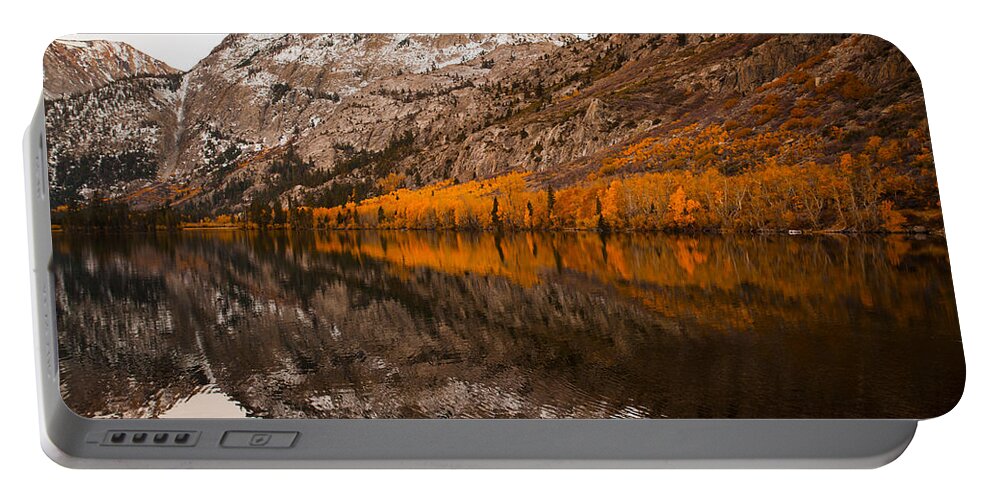 Autumn Lake Photographs Portable Battery Charger featuring the photograph Autumn Mountain Lake Golden Trees Reflection Fine Art Photography Print by Jerry Cowart
