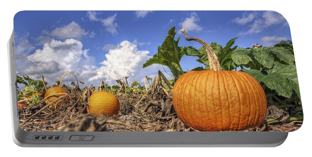 Pumpkin Portable Battery Charger featuring the photograph Autumn Pumpkin Patch - Fall - Halloween by Jason Politte