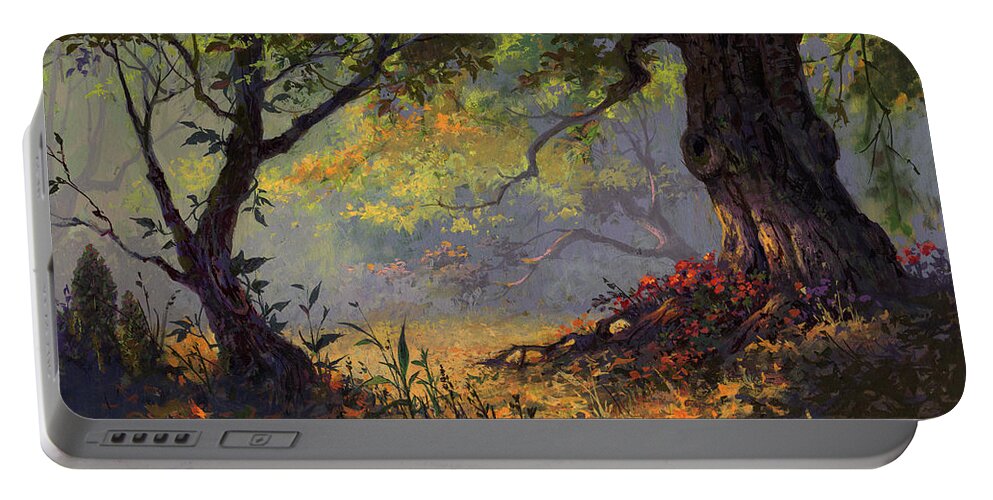 Landscape Portable Battery Charger featuring the painting Autumn Shade by Michael Humphries