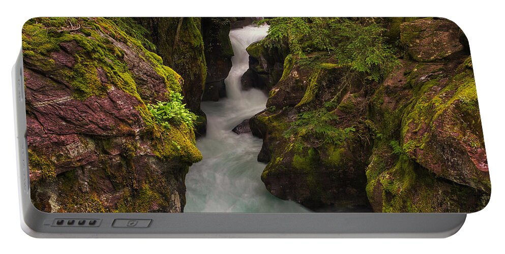 Moss Portable Battery Charger featuring the photograph Avalanche Falls by Mark Kiver