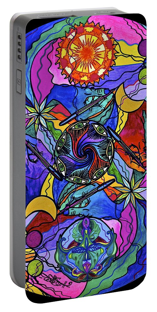  Portable Battery Charger featuring the painting Awakened Poet by Teal Eye Print Store